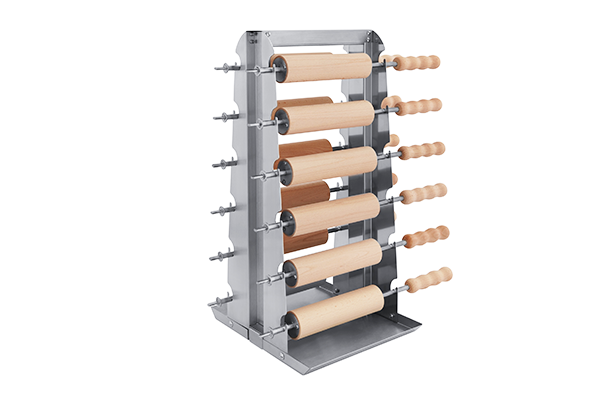 Stainless-steel rack for 12 chimney cake baking rolls
