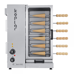 KP6E chimney cake oven with wooden baking rolls